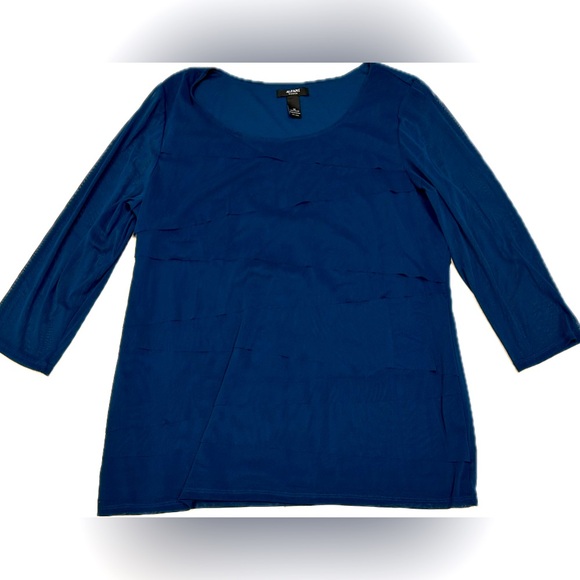 Nylon Blue Long sleeve Shirt | 1X - Picture 1 of 3